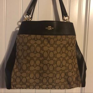 Coach Brown leather and signature Edie.